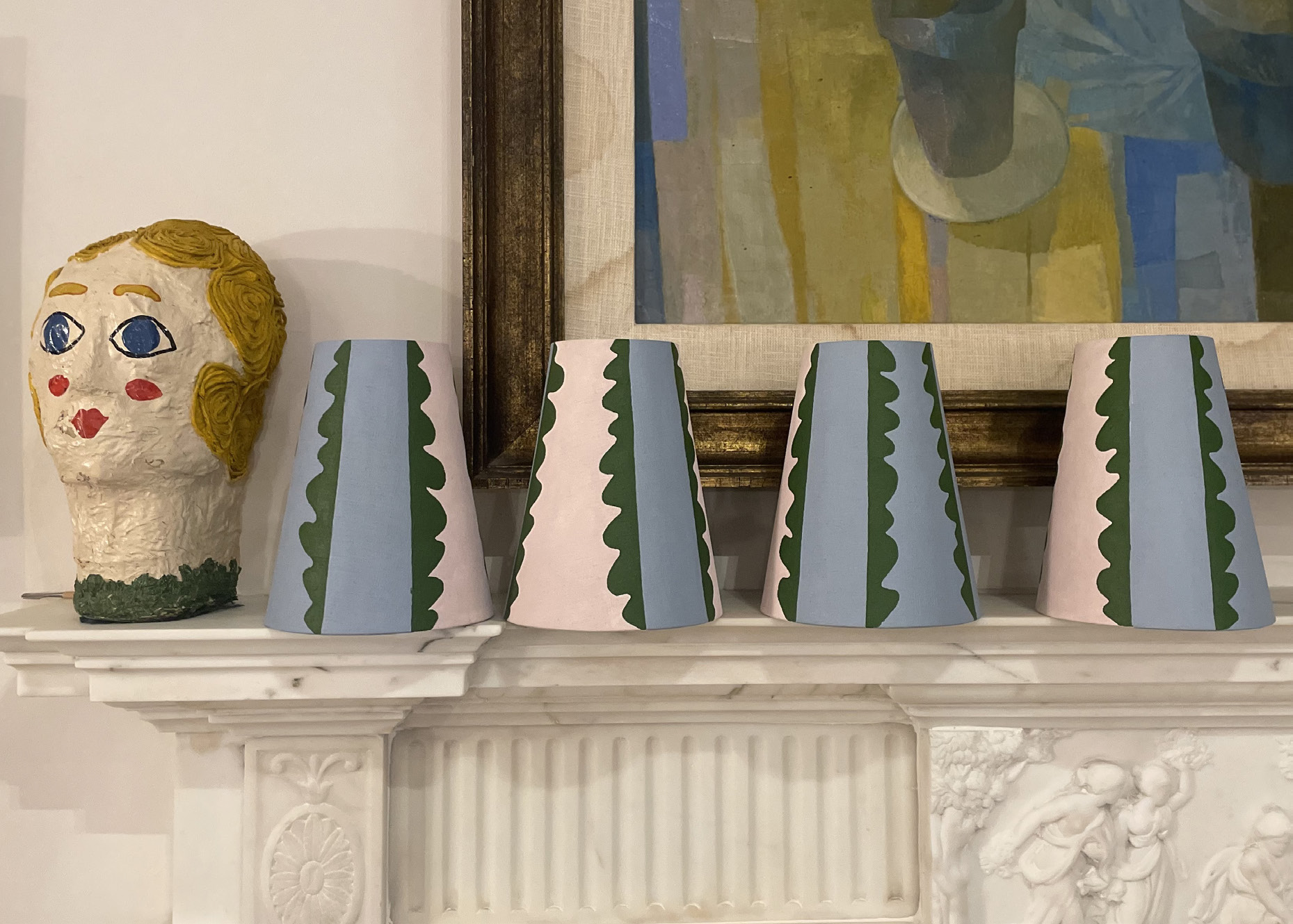 Scallop shades on mantel